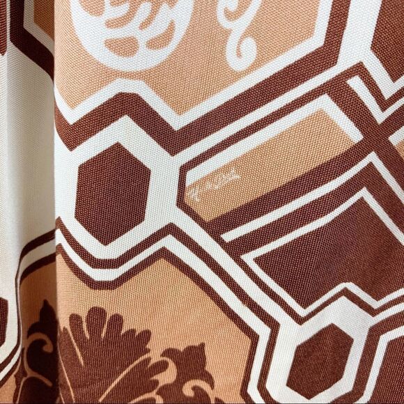 Hale Bob Multicolor Brown/White/Turquoise Geo Print Sleeveless Silk Dress Boho - Picture 6 of 12